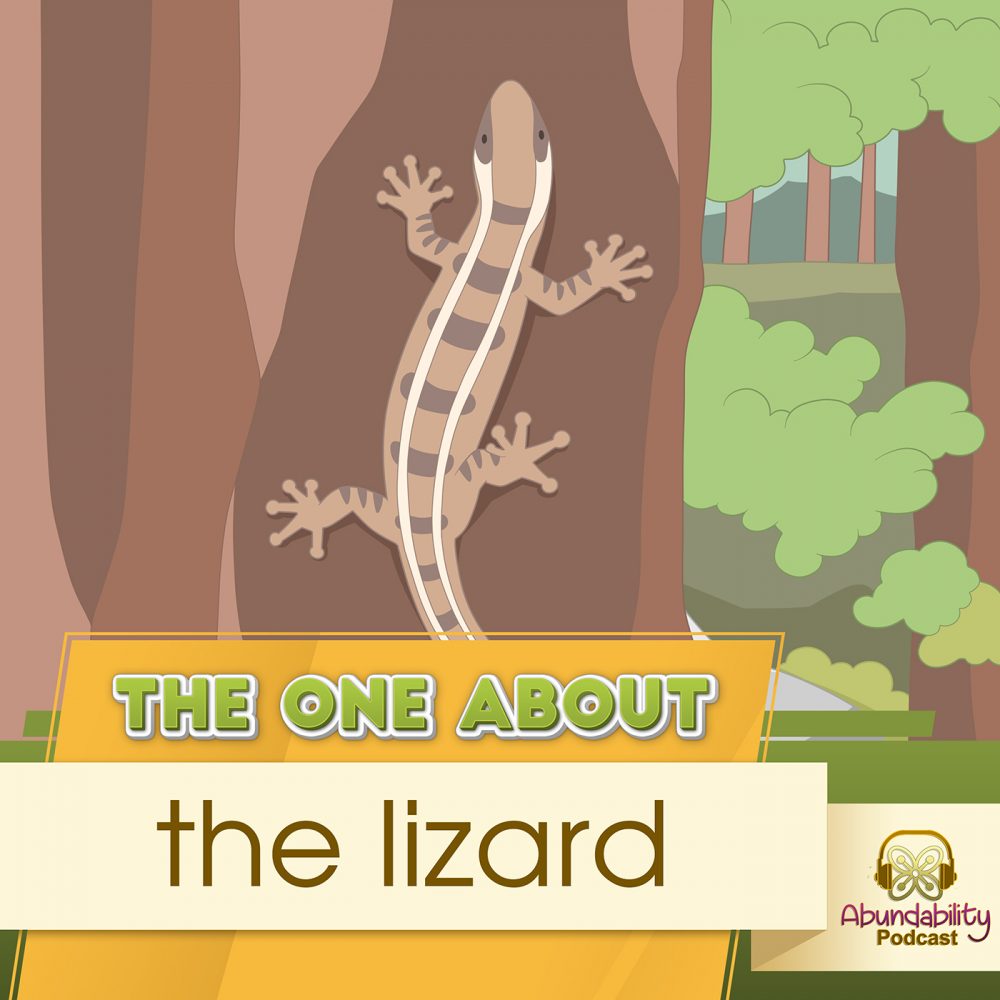 image of a lizard on a tree with the text "The One About the lizard" written below